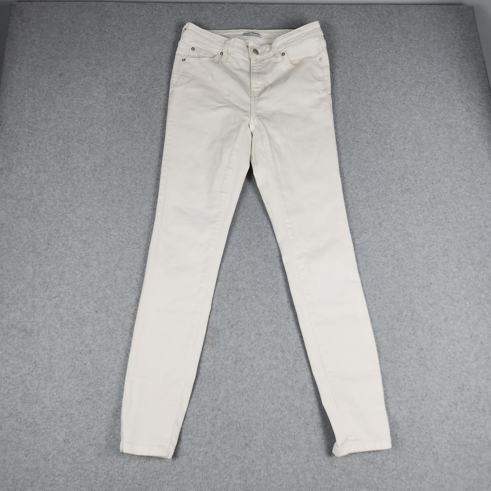 Amazon Essentials Skinny Moulant Jeans Womens 6 Long White Denim Stretch Grunge